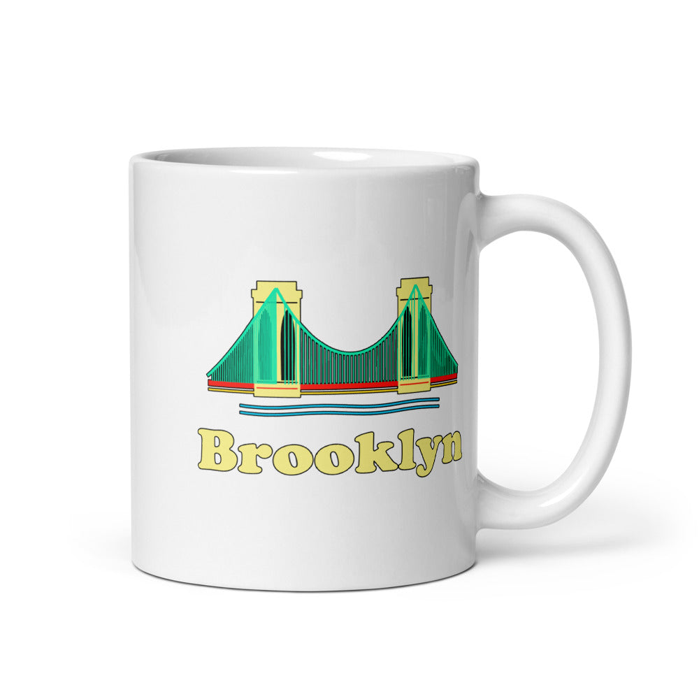 Brooklyn — white mug, 11 oz, right side, logo on both sides