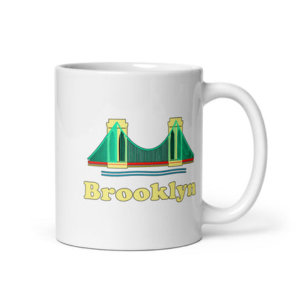 Brooklyn — white mug, 11 oz, right side, logo on both sides