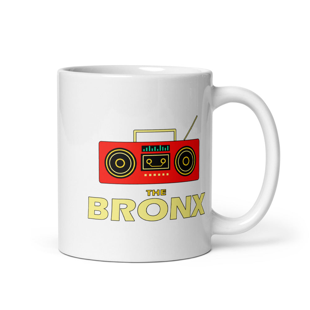 The Bronx — white mug, 11 oz, right side, logo on both sides