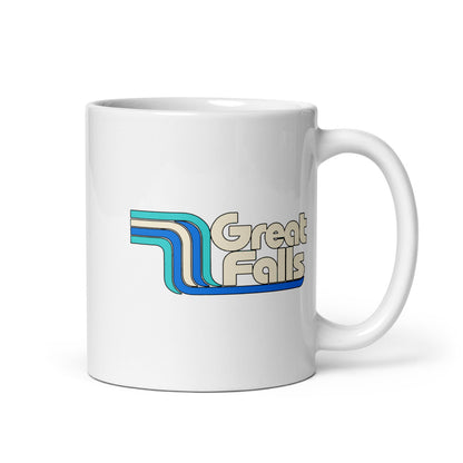Great Falls — white mug, 11 oz, right side, logo on both sides