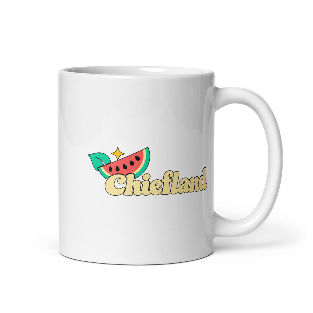 Chiefland — white mug, 11 oz, right side, logo on both sides