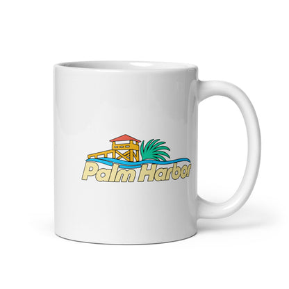Palm Harbor — white mug, 11 oz, right side, logo on both sides