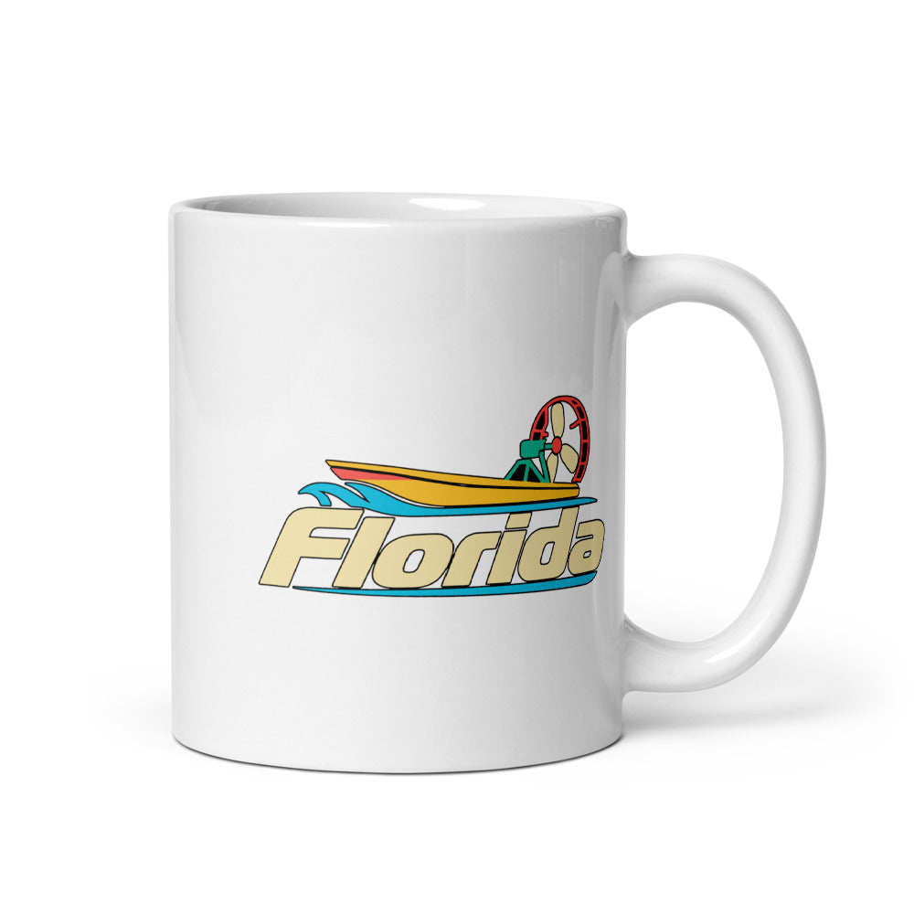 Florida Airboat — white mug, 11 oz, right side, logo on both sides