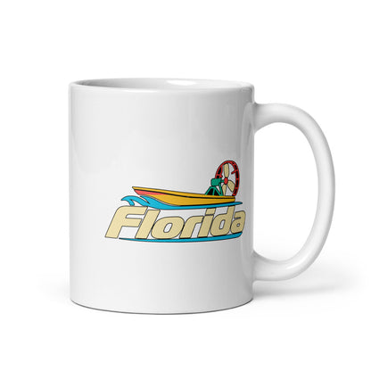 Florida Airboat — white mug, 11 oz, right side, logo on both sides
