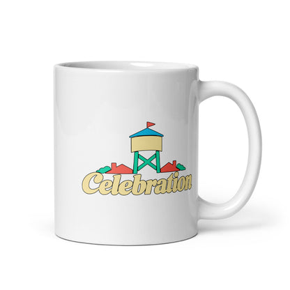 Celebration — white mug, 11 oz, right side, logo on both sides