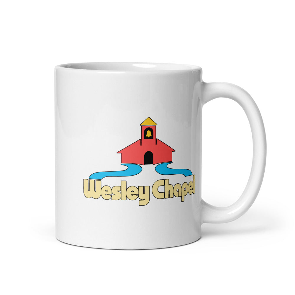 Wesley Chapel — white mug, 11 oz, right side, logo on both sides
