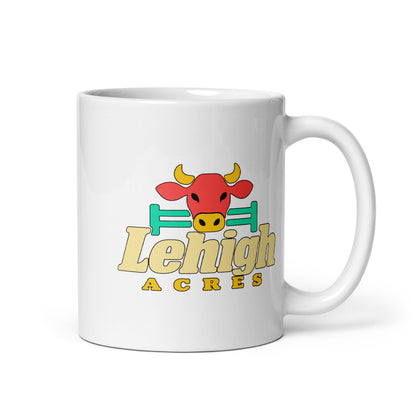 Lehigh Acres — white mug, 11 oz, right side, logo on both sides