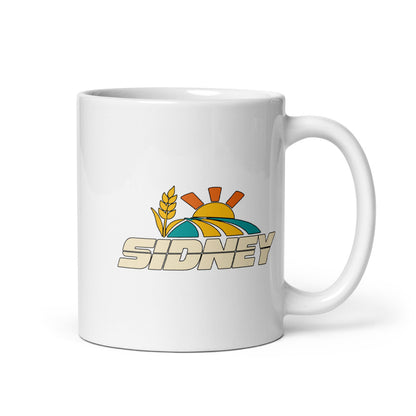 Sidney — white mug, 11 oz, right side, logo on both sides