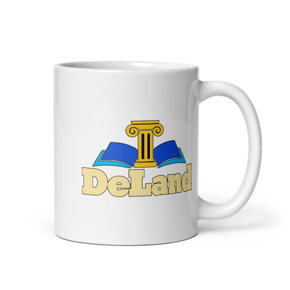 DeLand — white mug, 11 oz, right side, logo on both sides