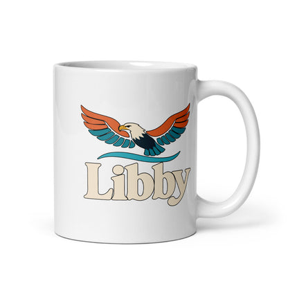 Libby — white mug, 11 oz, right side, logo on both sides