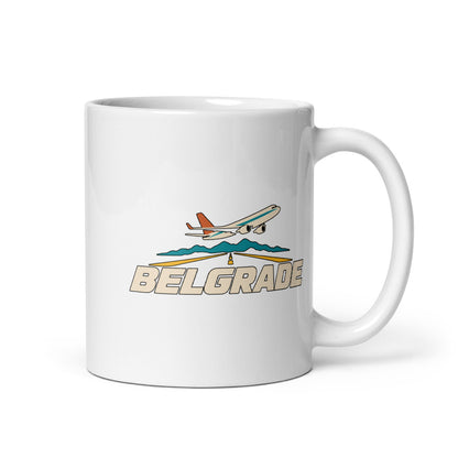 Belgrade — white mug, 11 oz, right side, logo on both sides