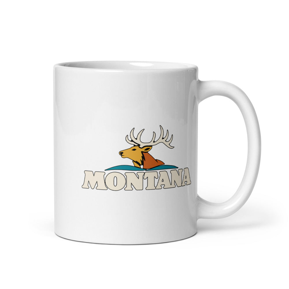 Montana Elk — white mug, 11 oz, right side, logo on both sides