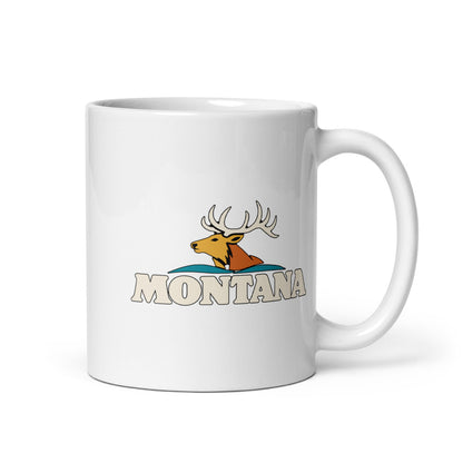 Montana Elk — white mug, 11 oz, right side, logo on both sides