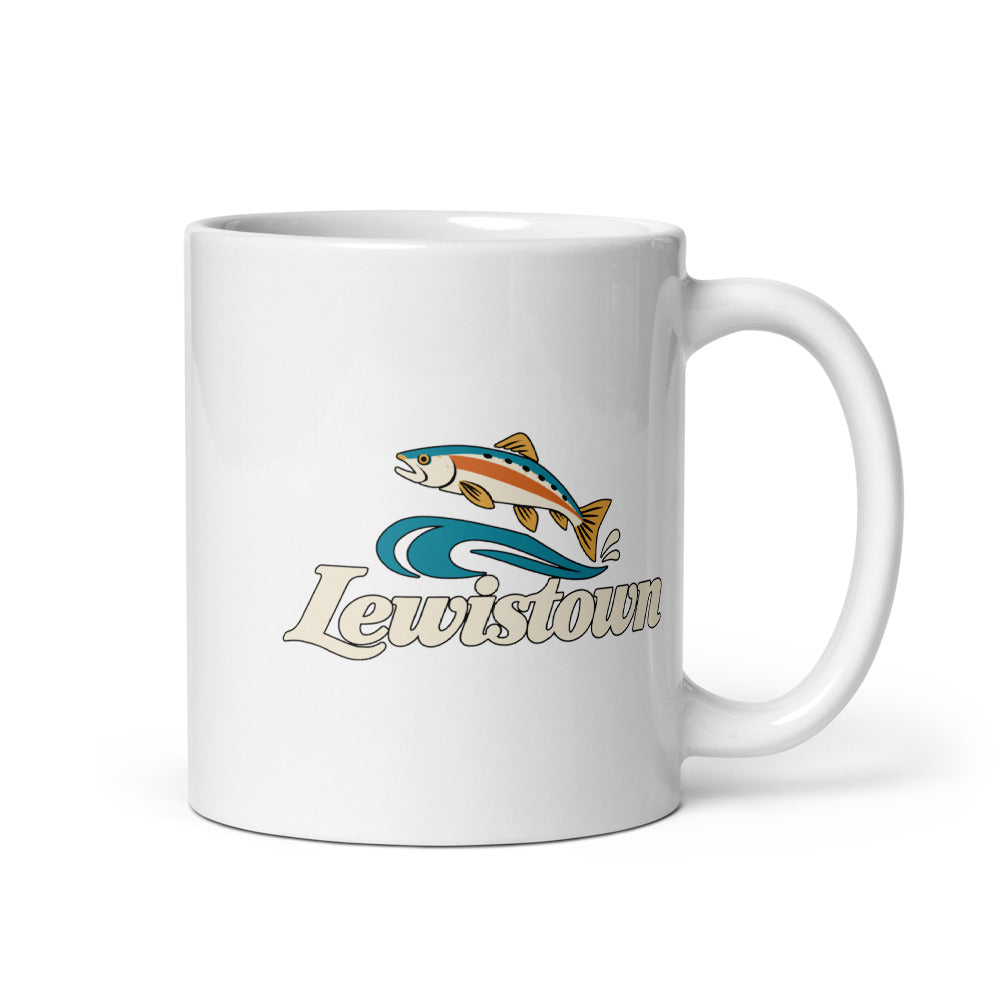 Lewistown — white mug, 11 oz, right side, logo on both sides