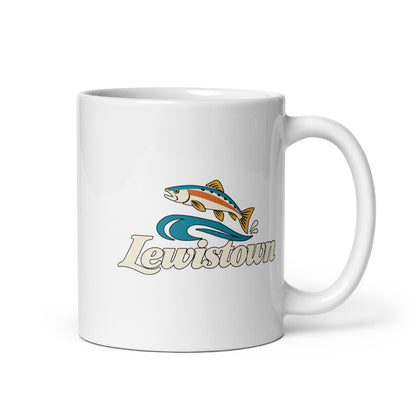 Lewistown — white mug, 11 oz, right side, logo on both sides