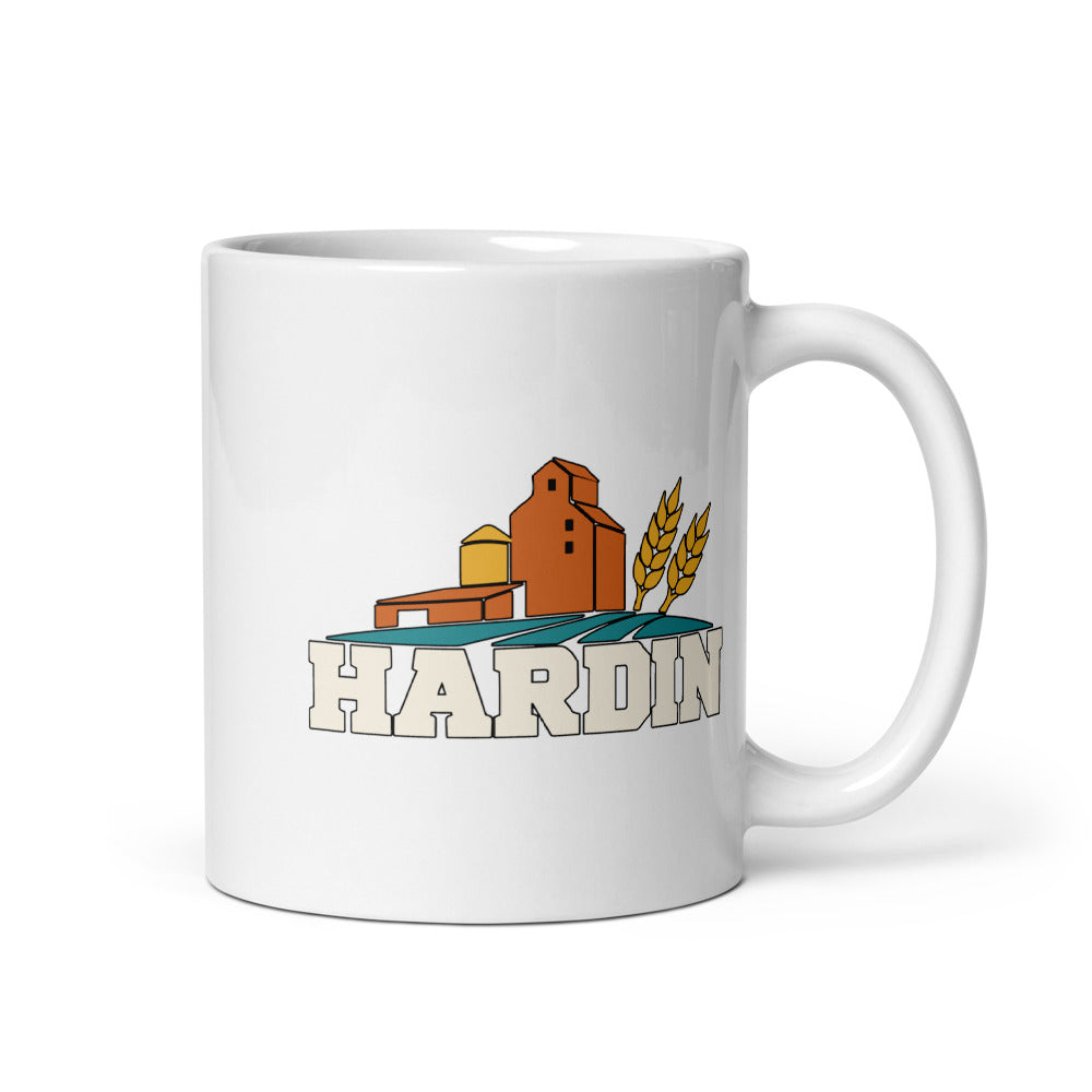 Hardin — white mug, 11 oz, right side, logo on both sides