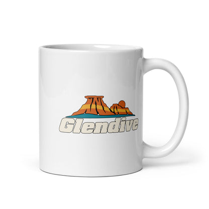 Glendive — white mug, 11 oz, right side, logo on both sides