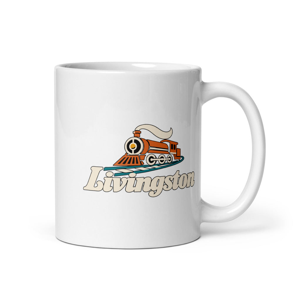 Livingston — white mug, 11 oz, right side, logo on both sides