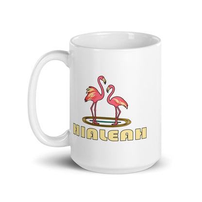 Hialeah — White mug, 15 oz, left side, logo on both sides