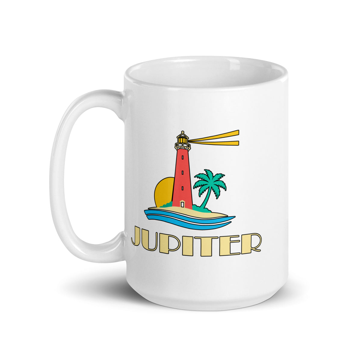 Jupiter — White mug, 15 oz, left side, logo on both sides