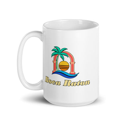 Boca Raton — White mug, 15 oz, left side, logo on both sides