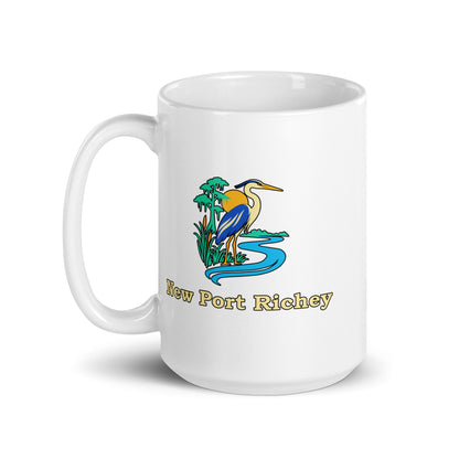 New Port Richey — White mug, 15 oz, left side, logo on both sides