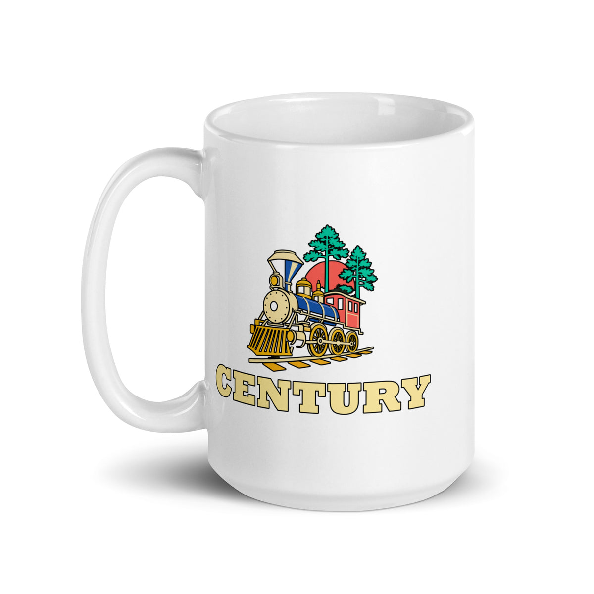 Century — White mug, 15 oz, left side, logo on both sides
