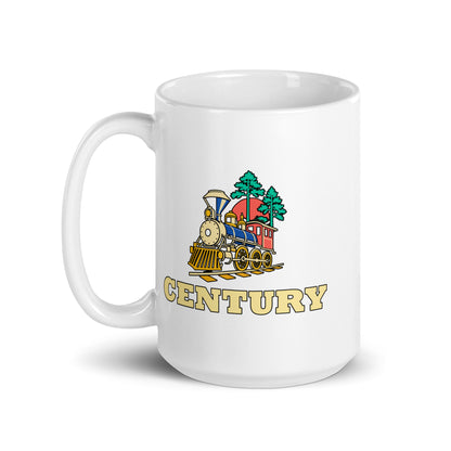 Century — White mug, 15 oz, left side, logo on both sides