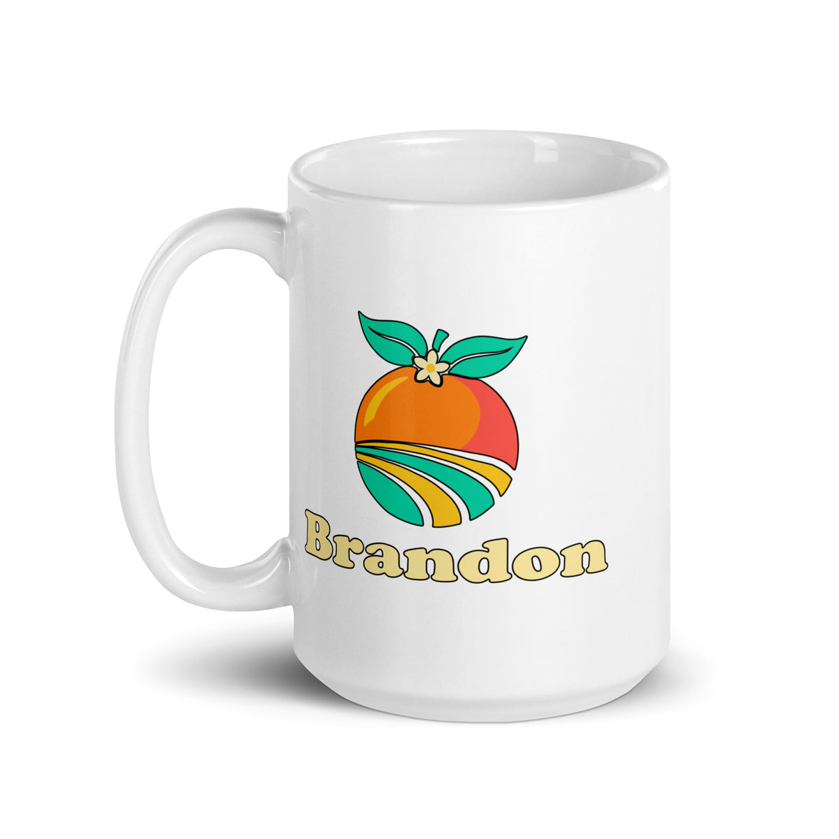 Brandon — White mug, 15 oz, left side, logo on both sides
