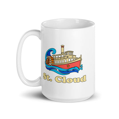 St. Cloud — White mug, 15 oz, left side, logo on both sides