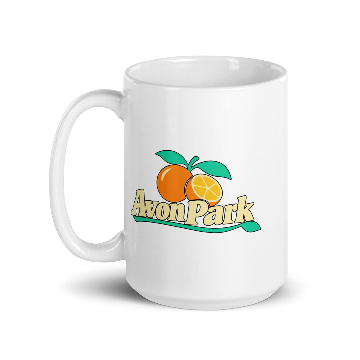 Avon Park — White mug, 15 oz, left side, logo on both sides