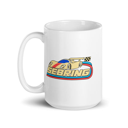 Sebring — White mug, 15 oz, left side, logo on both sides