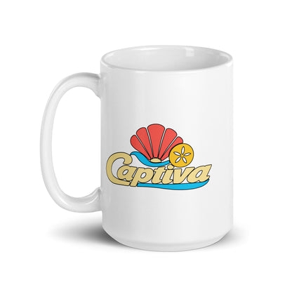 Captiva — White mug, 15 oz, left side, logo on both sides