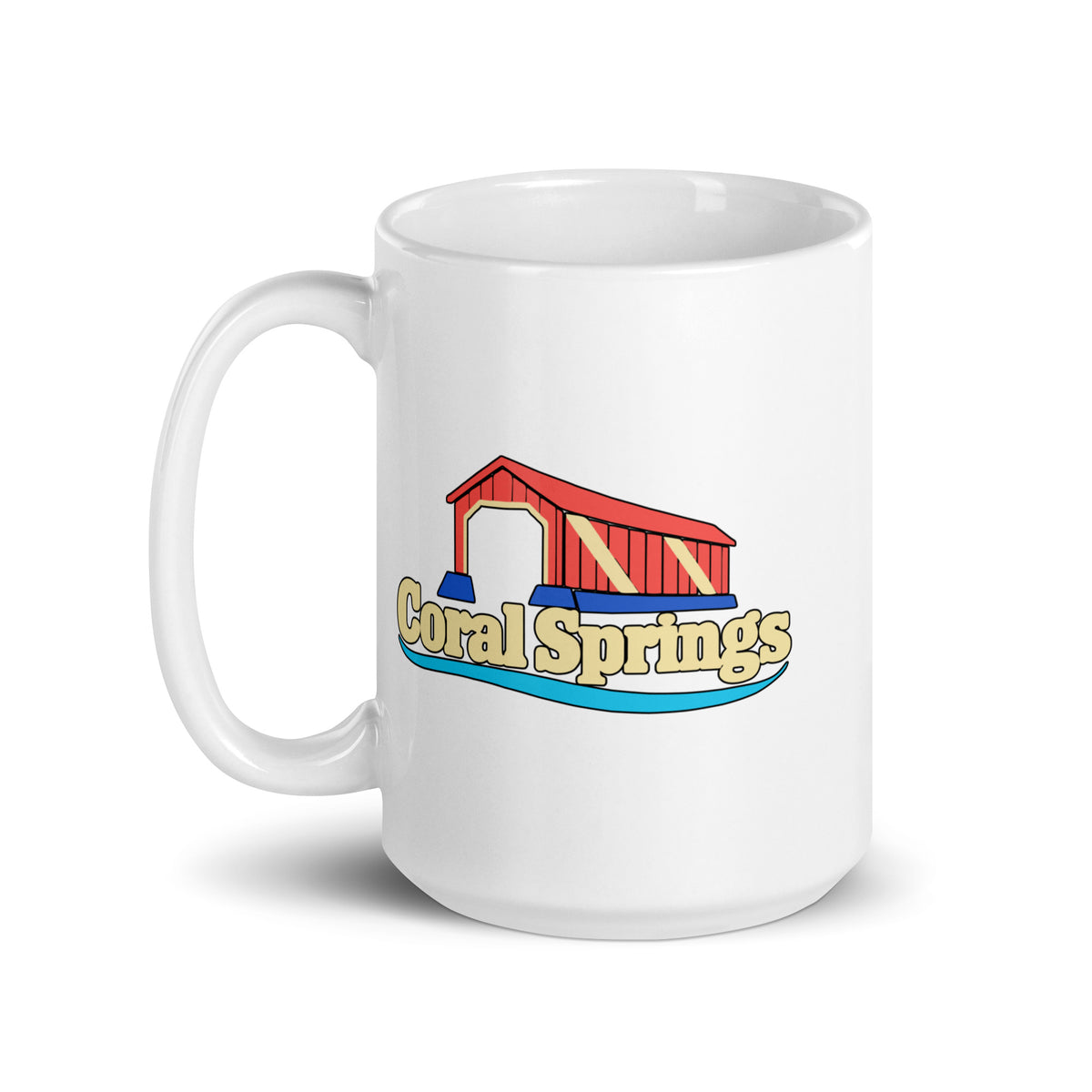 Coral Springs — White mug, 15 oz, left side, logo on both sides