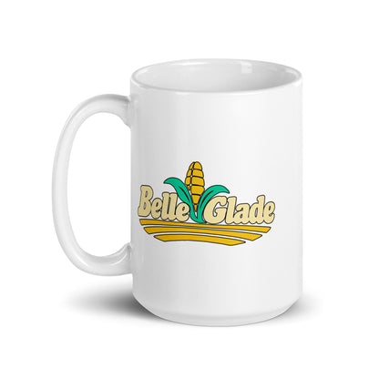Belle Glade — White mug, 15 oz, left side, logo on both sides