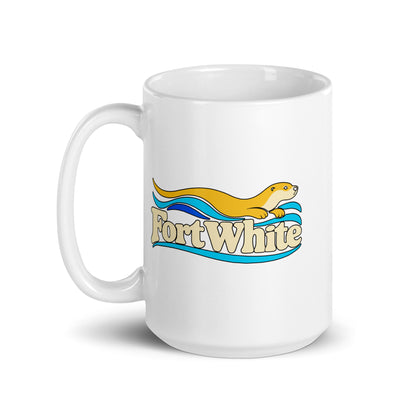 Fort White — White mug, 15 oz, left side, logo on both sides