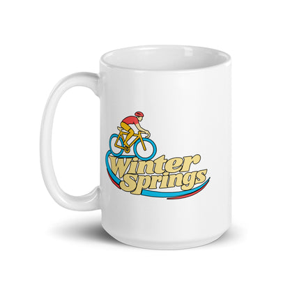 Winter Springs — White mug, 15 oz, left side, logo on both sides