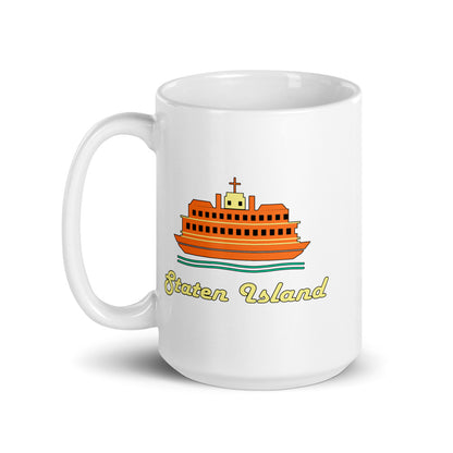 Staten Island — white mug, 15 oz, left side, logo on both sides