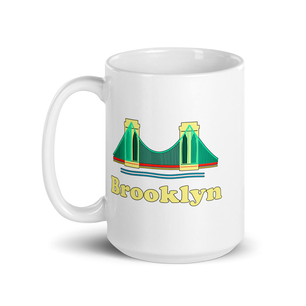 Brooklyn — white mug, 15 oz, left side, logo on both sides