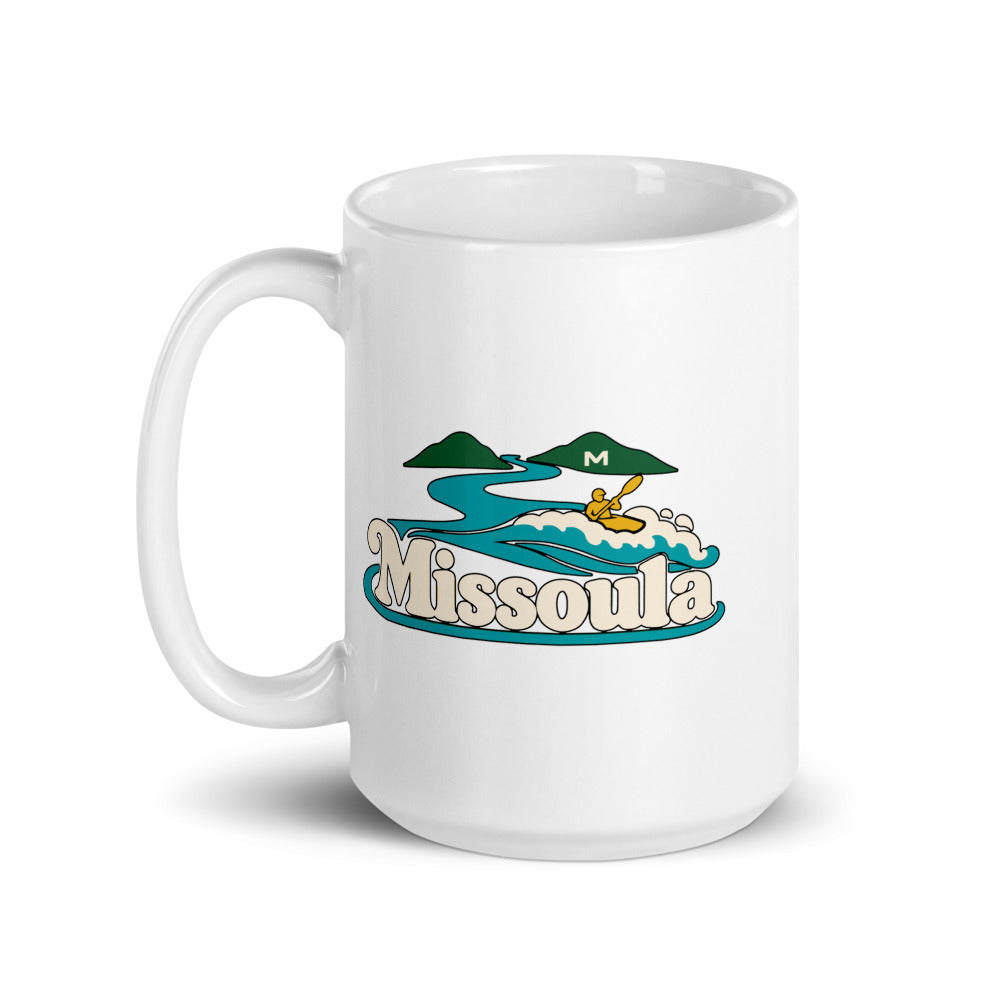 Missoula — white mug, 15 oz, left side, logo on both sides