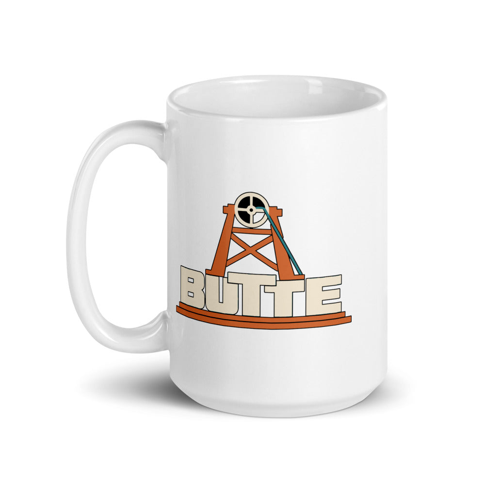 Butte — white mug, 15 oz, left side, logo on both sides