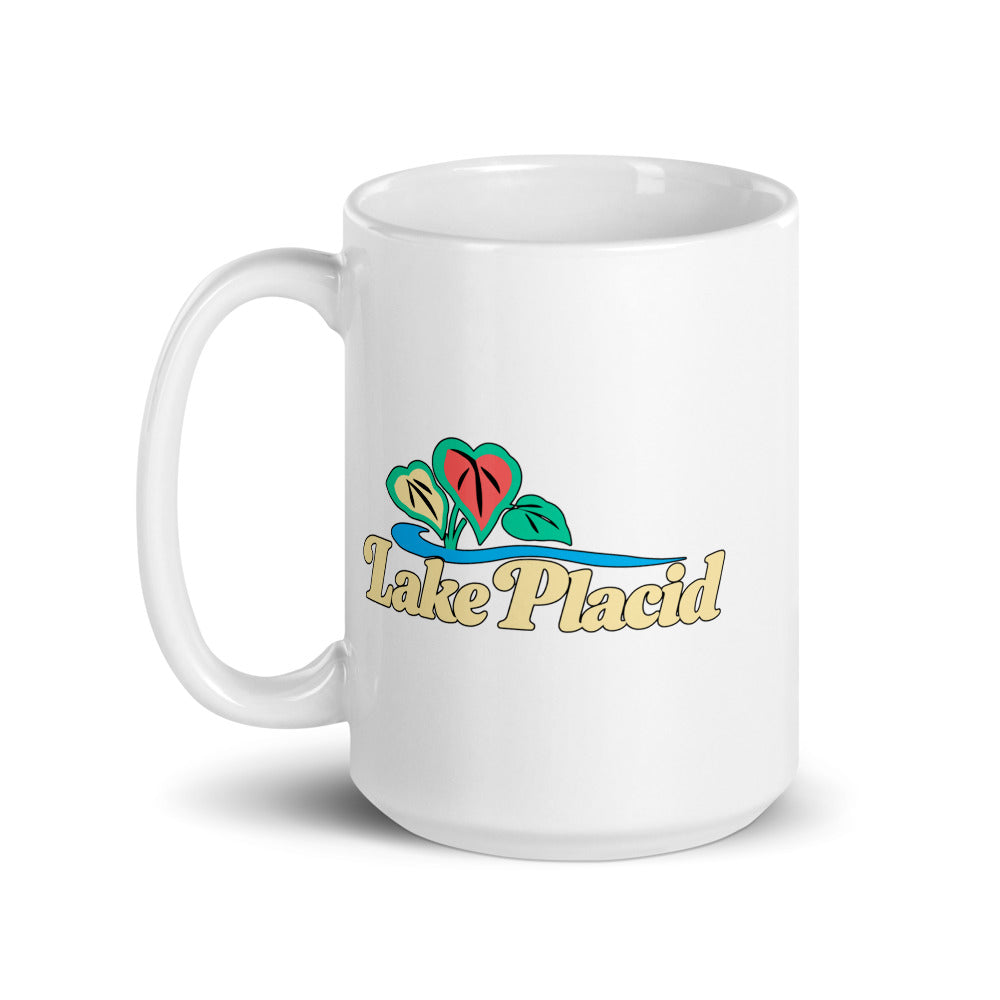 Lake Placid — white mug, 15 oz, left side, logo on both sides