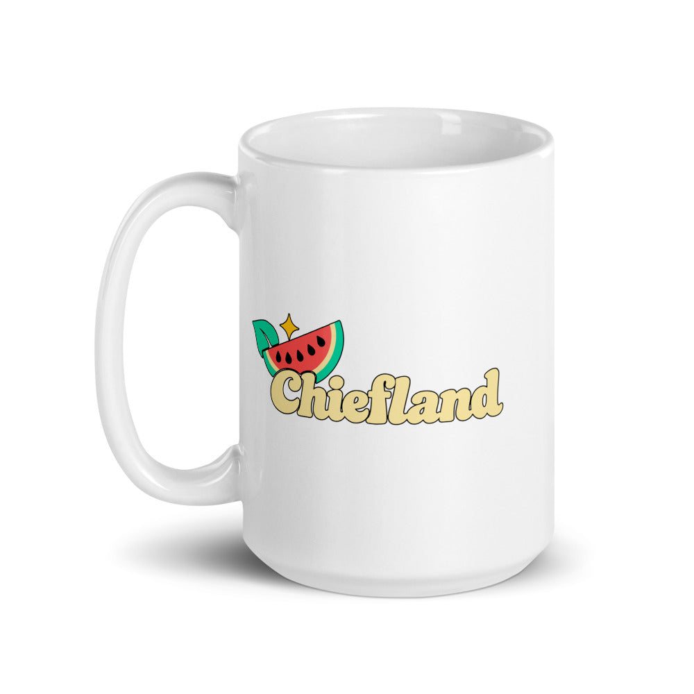 Chiefland — white mug, 15 oz, left side, logo on both sides