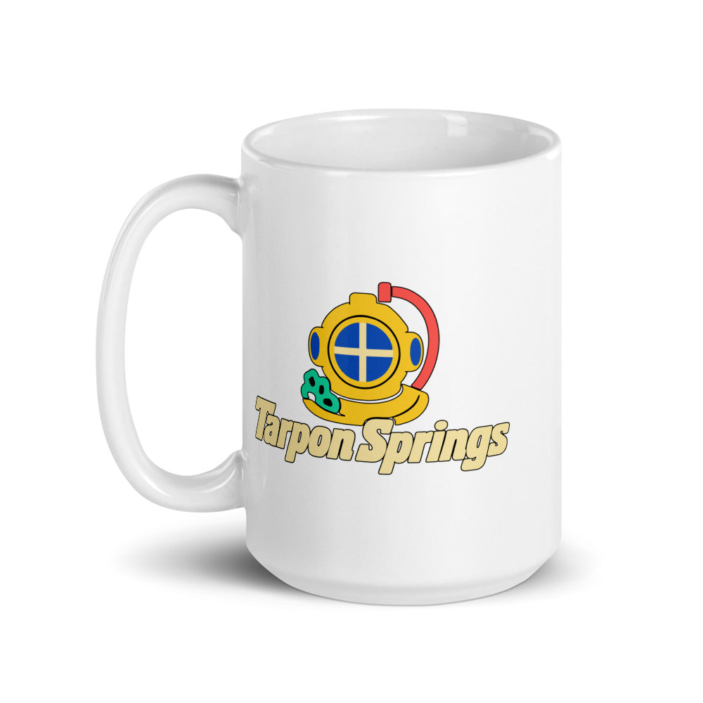 Tarpon Springs — white mug, 15 oz, left side, logo on both sides