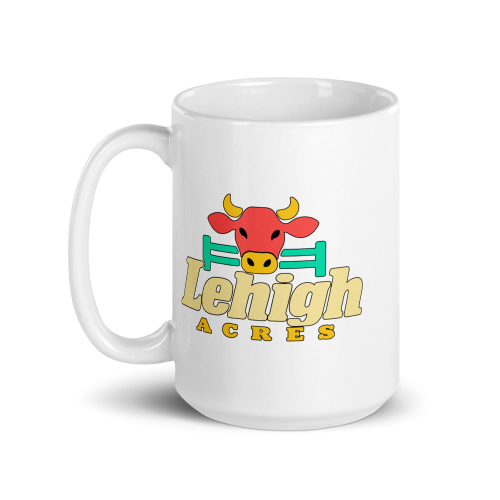 Lehigh Acres — white mug, 15 oz, left side, logo on both sides