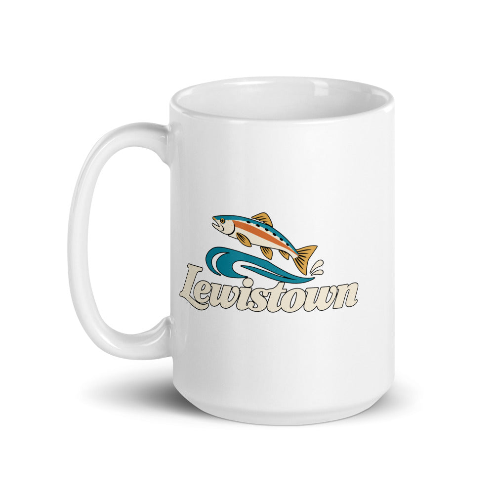 Lewistown — white mug, 15 oz, left side, logo on both sides