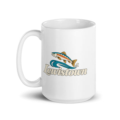Lewistown — white mug, 15 oz, left side, logo on both sides