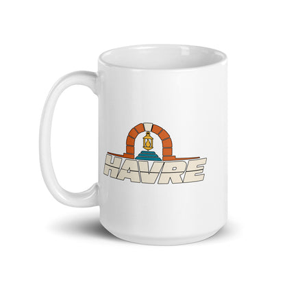 Havre — white mug, 15 oz, left side, logo on both sides