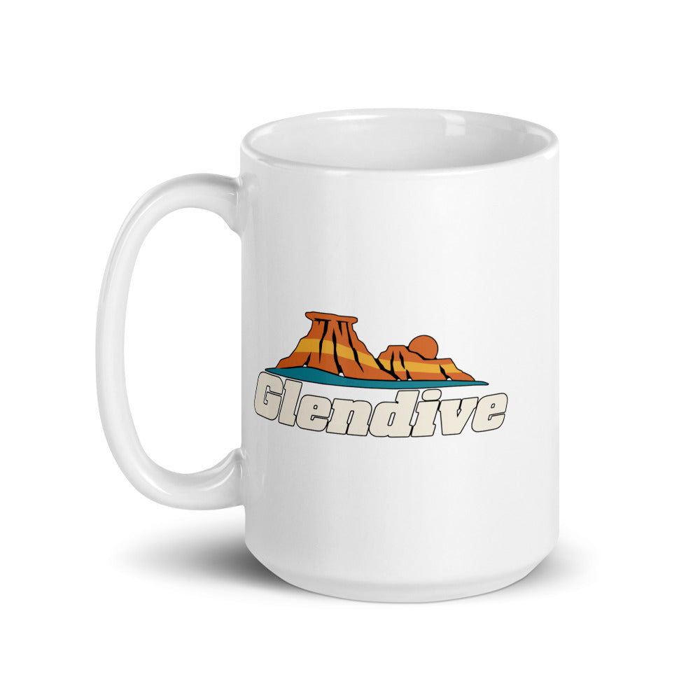 Glendive — white mug, 15 oz, left side, logo on both sides