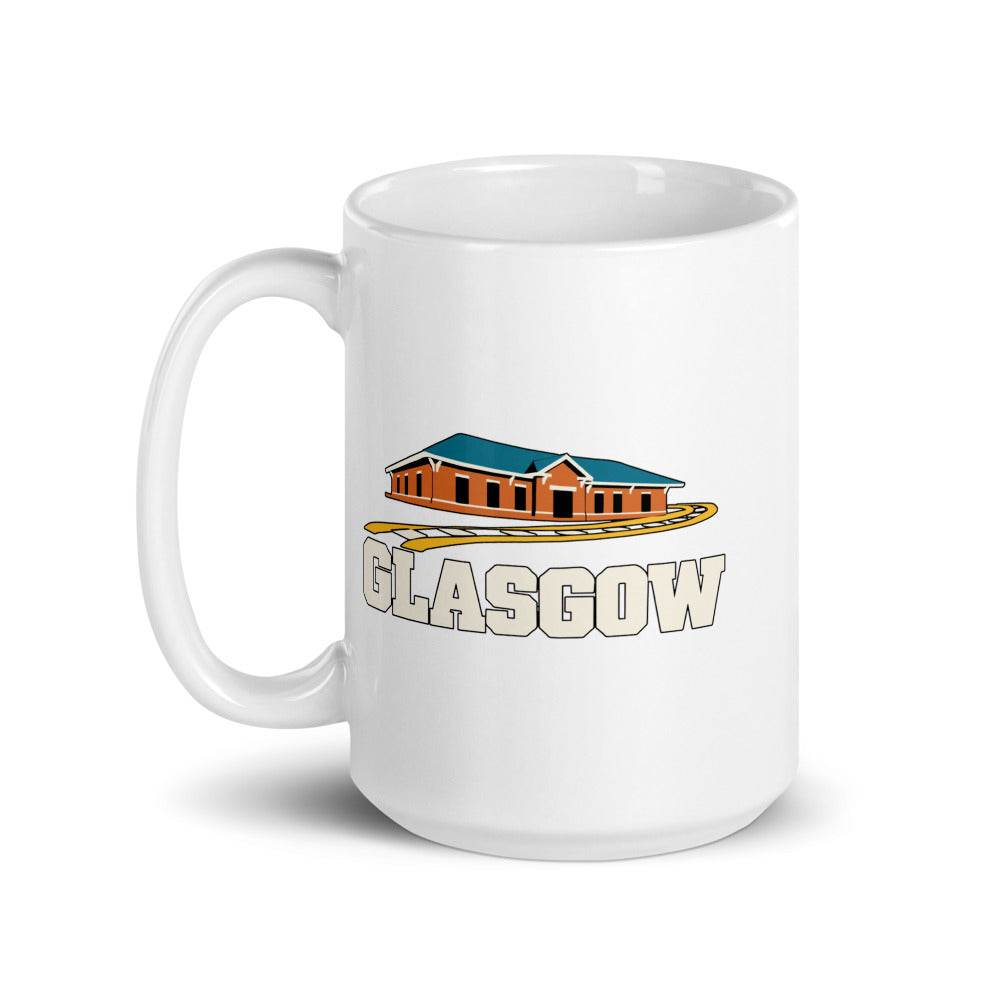 Glasgow — white mug, 15 oz, left side, logo on both sides